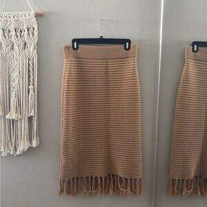 Banana Republic Camel Fringe Pencil Skirt